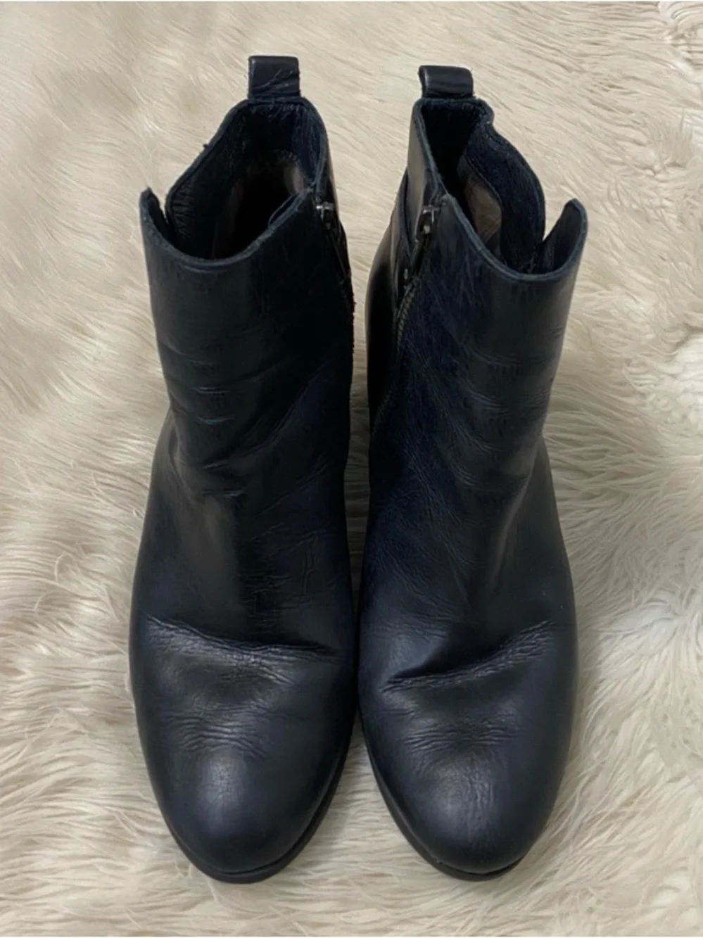 Born Gillian Ankle Boots Black Leather Buckle Heeled Moto Booties Neutral 9.5